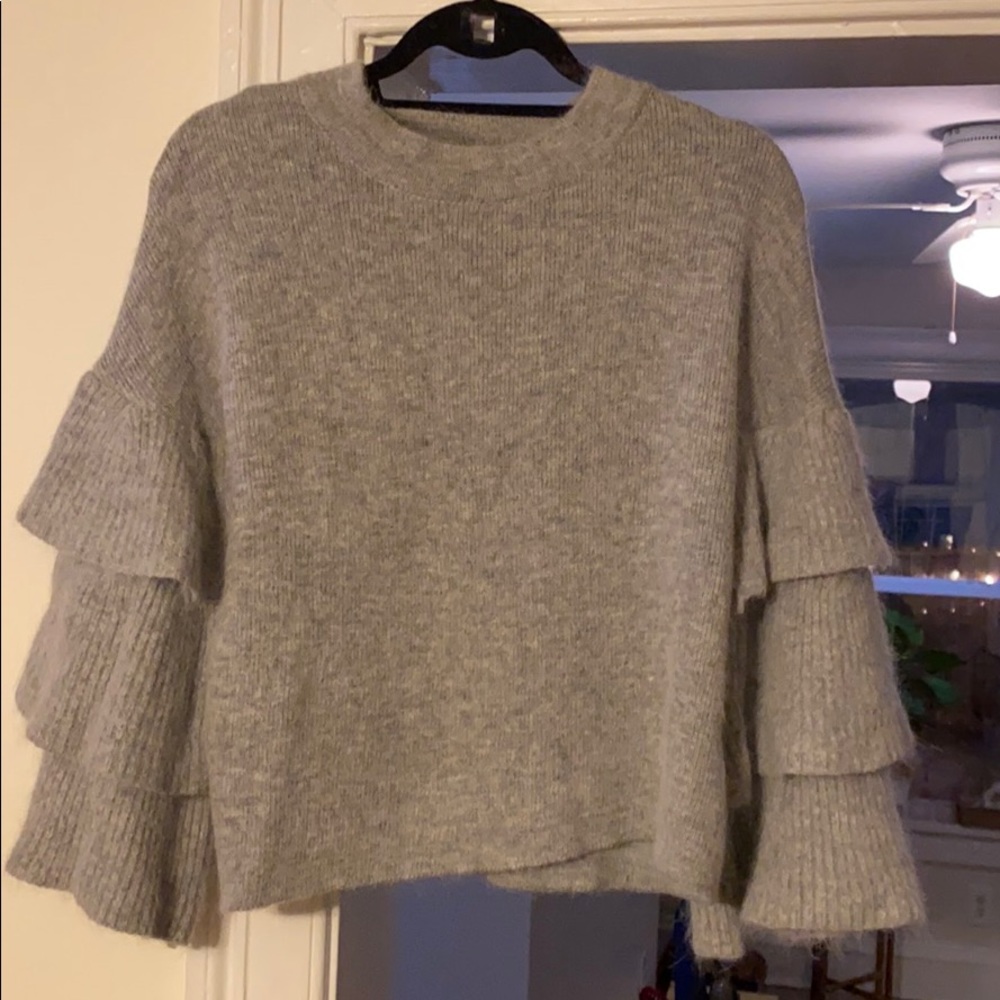 Endless Rose grey cropped tiered sweater